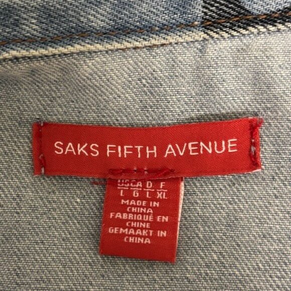 Denim Jacket - Saks Fifth Avenue Denim Jean Jacket Woman's Large - Picture 4 of 7